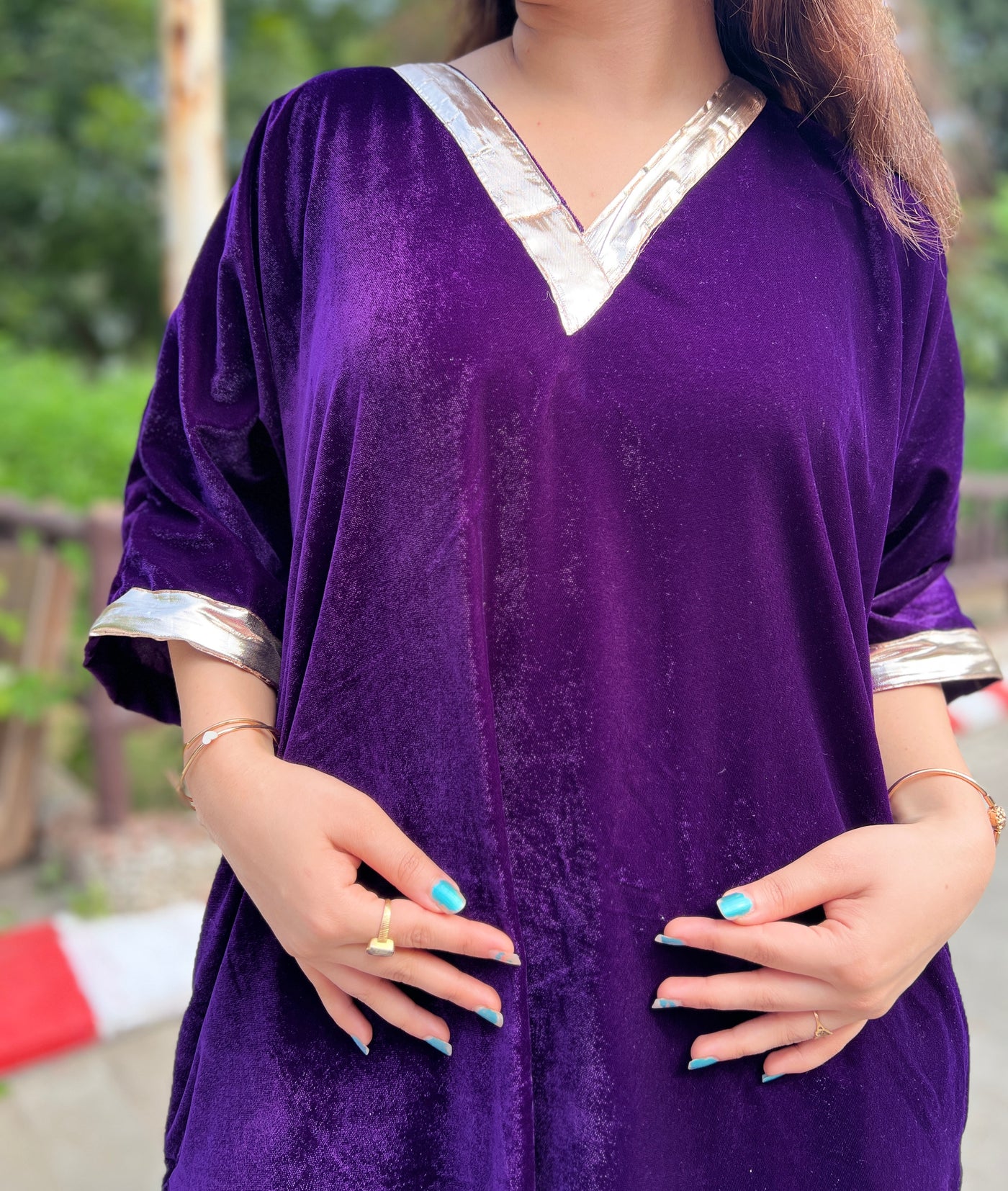 Berry Velvet Kurta Set
