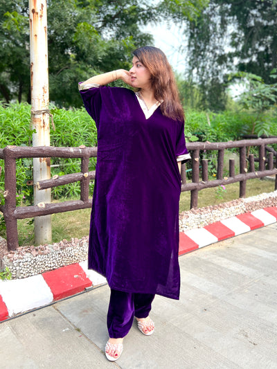 Berry Velvet Kurta Set