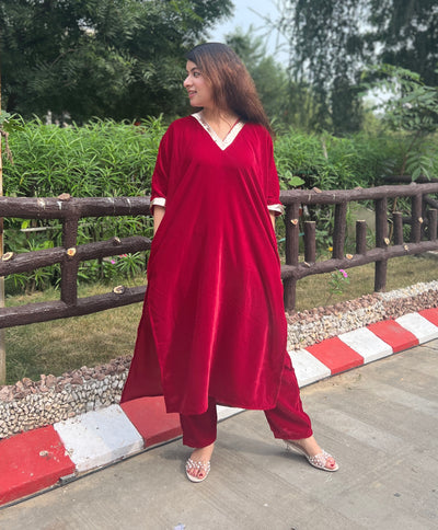 Sindoor velvet kurta set