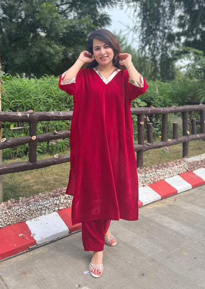 Sindoor velvet kurta set