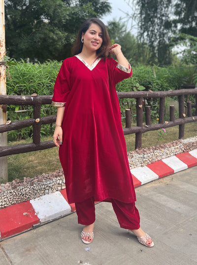 Sindoor velvet kurta set