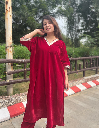 Sindoor velvet kurta set