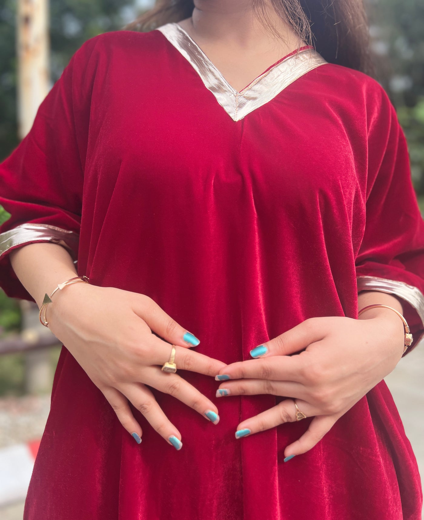 Sindoor velvet kurta set