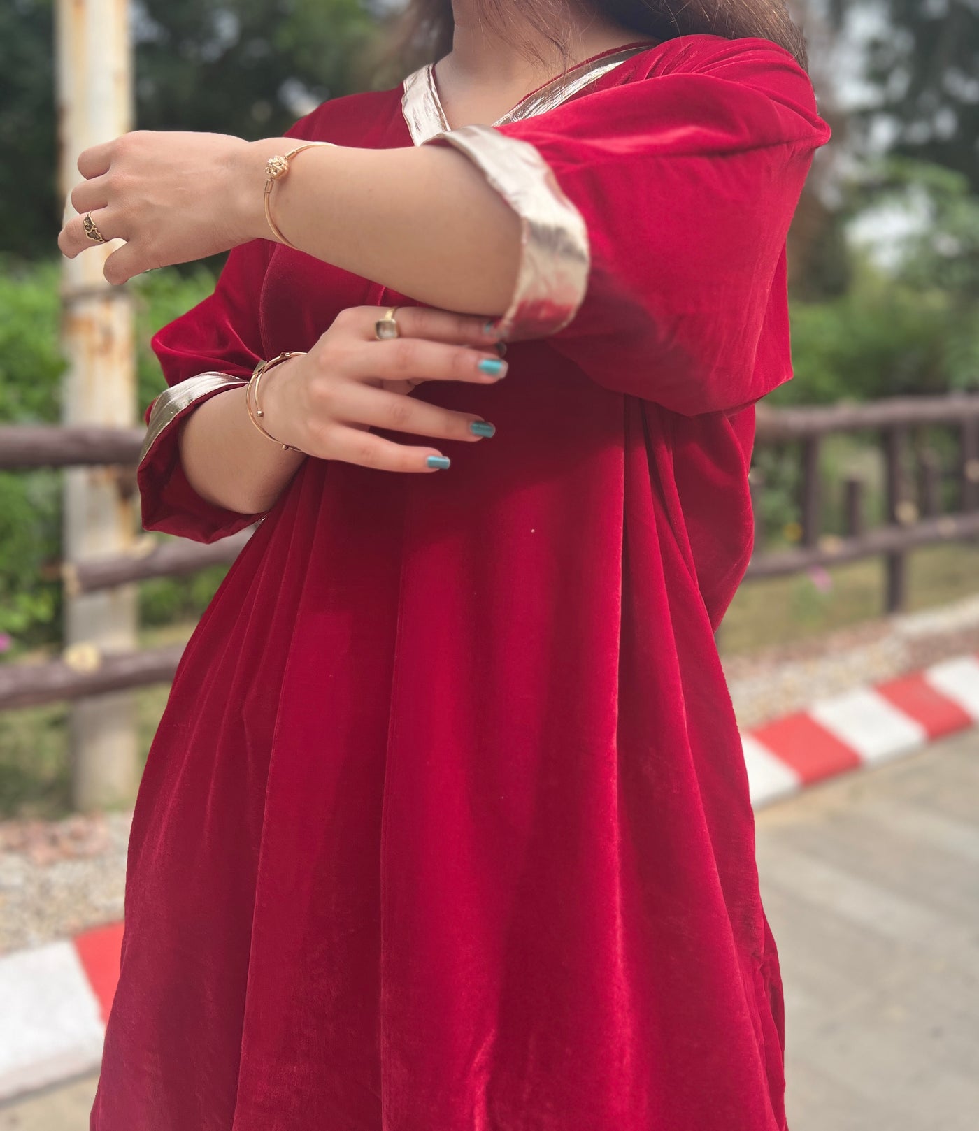 Sindoor velvet kurta set