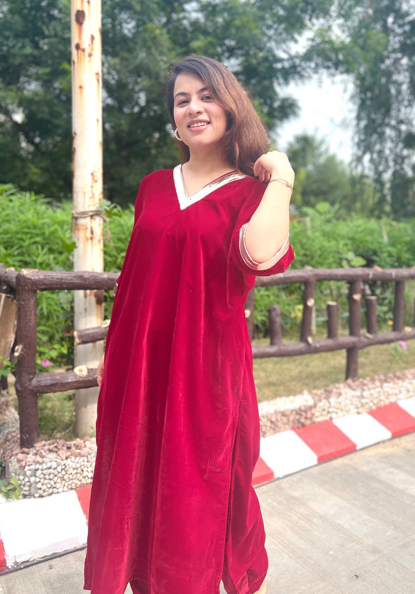 Sindoor velvet kurta set