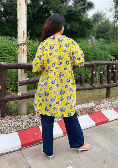 Yellow handblock shirt set