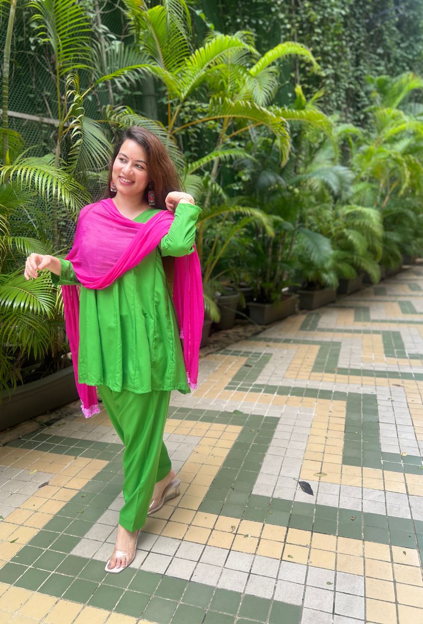 Parrot green salwar set