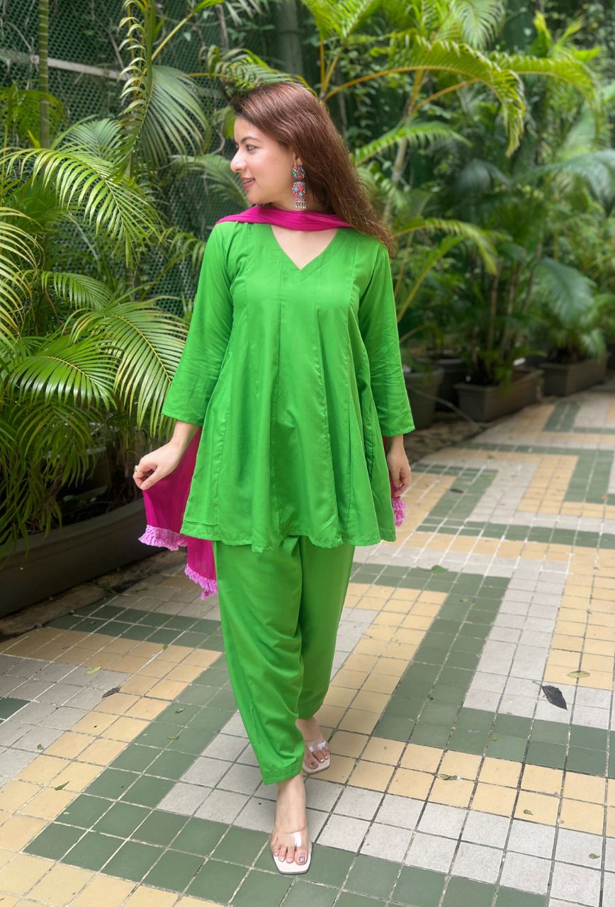 Parrot green salwar set