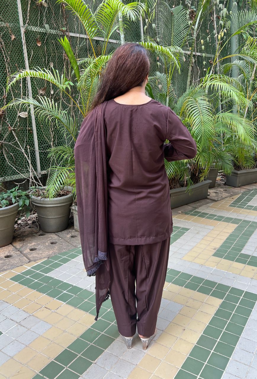 Mocha brown potli farsi salwar set
