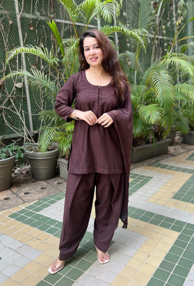 Mocha brown potli farsi salwar set