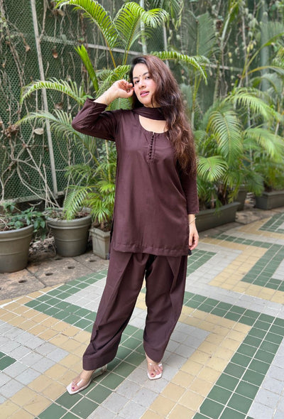 Mocha brown potli farsi salwar set
