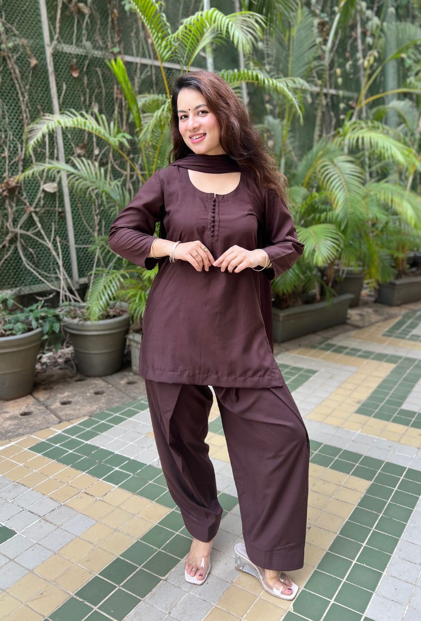 Mocha brown potli farsi salwar set