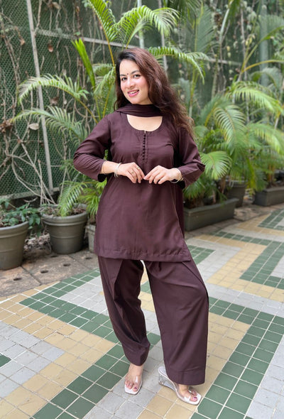 Mocha brown potli farsi salwar set