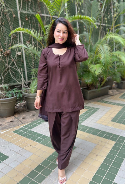 Mocha brown potli farsi salwar set