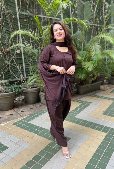 Mocha brown potli farsi salwar set