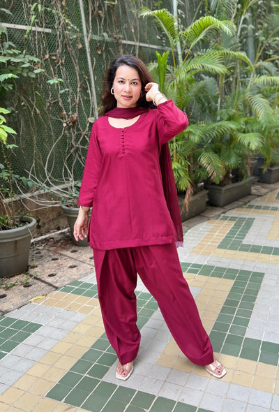 Maroon potli farsi salwar set