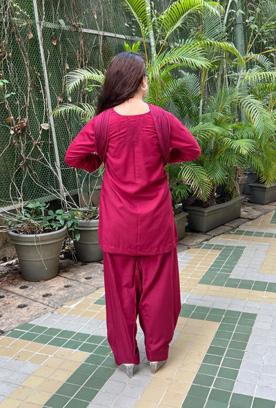 Maroon potli farsi salwar set