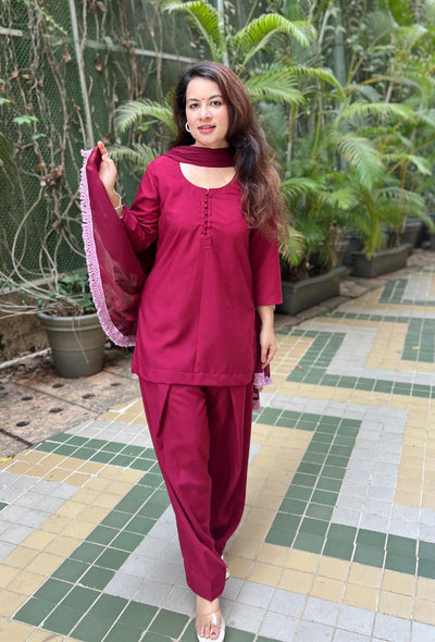 Maroon potli farsi salwar set