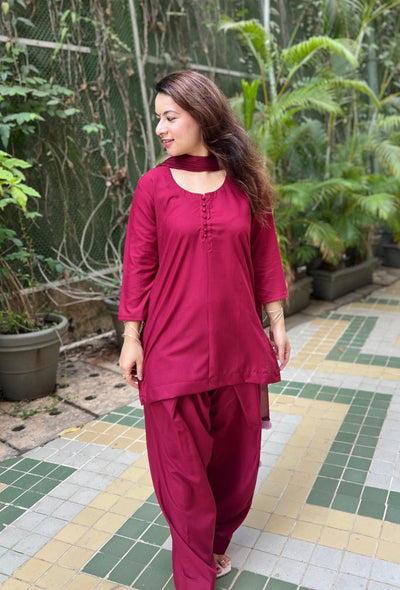 Maroon potli farsi salwar set