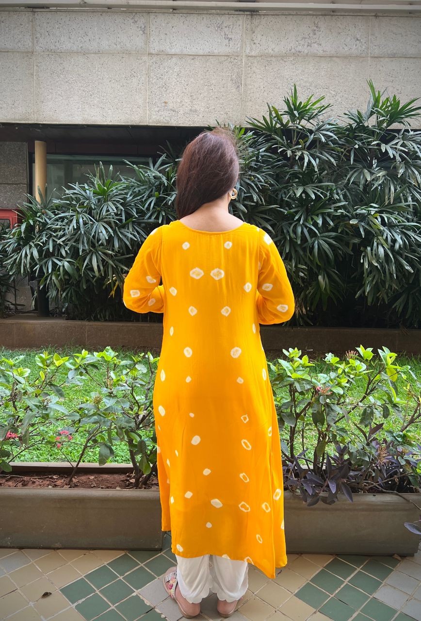 Yellow tye dye kurta set