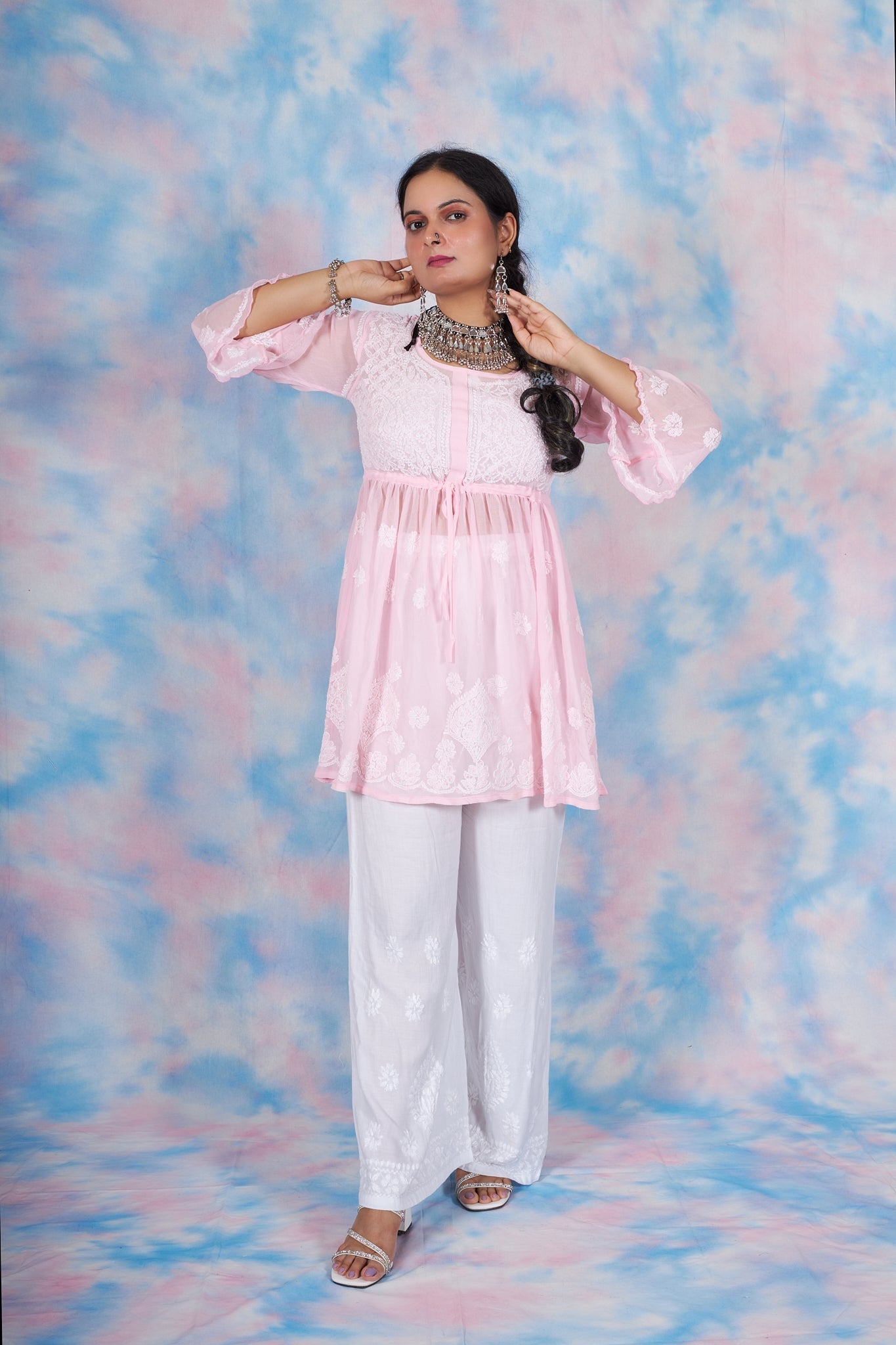 Anam georgette tunic RangrezEthnic Pink XS 