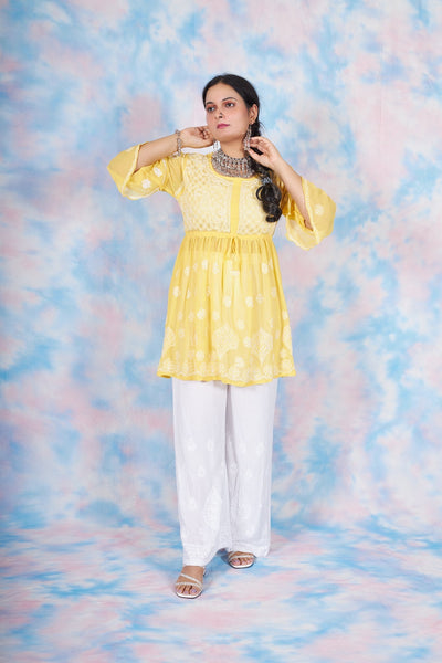 Anam georgette tunic RangrezEthnic Yellow XS 