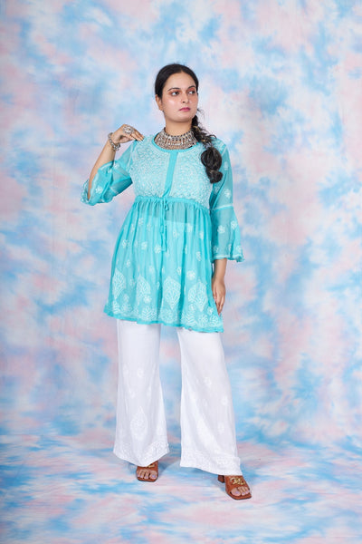 Anam georgette tunic RangrezEthnic Blue XS 