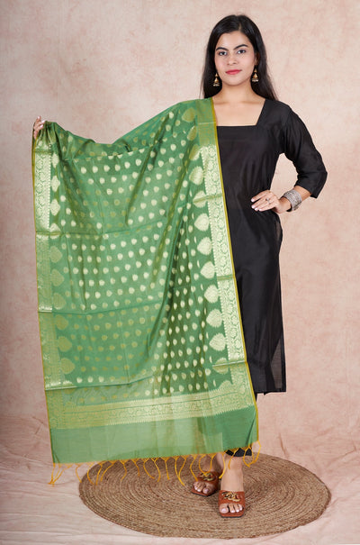 Ruzi banarasi silk dupatta RangrezEthnic Green 