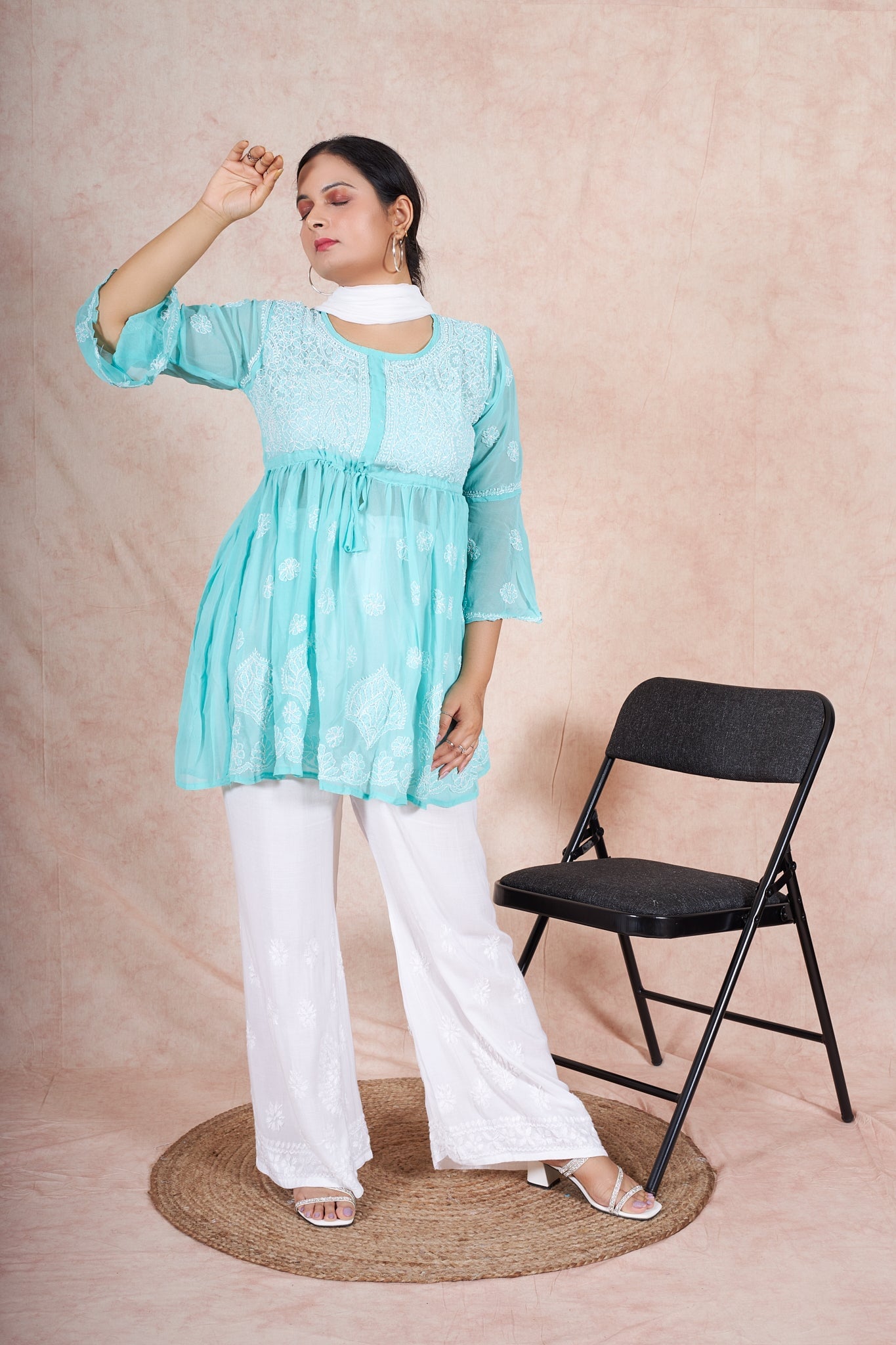 Anam georgette tunic RangrezEthnic Cyan XS 
