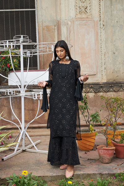 Rehnuma black georgette set(Set of 4) RangrezaEthnic XS 