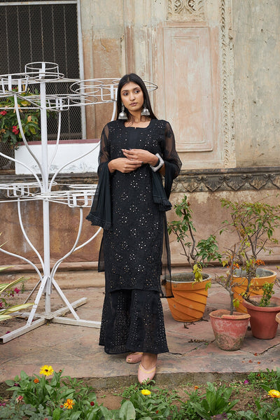 Rehnuma black georgette set(Set of 4) RangrezaEthnic 