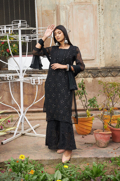 Rehnuma black kurta with inner(Set of 2) RangrezaEthnic 