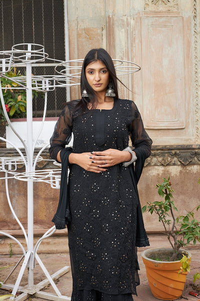 Rehnuma black kurta with inner(Set of 2) RangrezaEthnic 