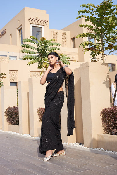 Suhana pure georgette black saree RangrezaEthnic 