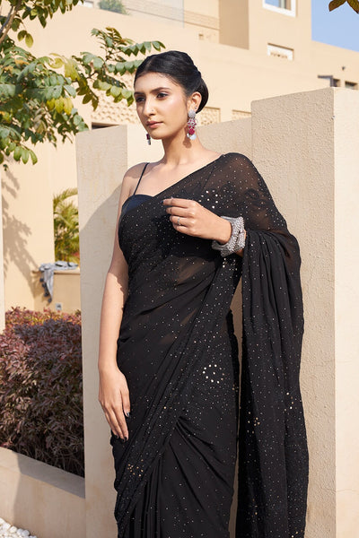 Suhana pure georgette black saree RangrezaEthnic 