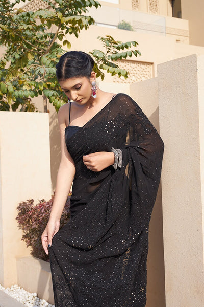 Suhana pure georgette black saree RangrezaEthnic 