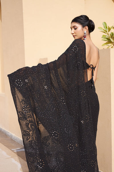 Suhana pure georgette black saree RangrezaEthnic 