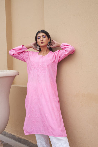 Zubaida cotton kurta RangrezaEthnic Baby pink XS 