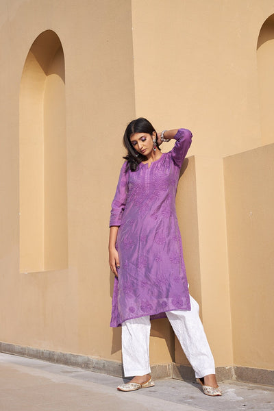 Nusrat chanderi kurta RangrezEthnic Lavender XS 