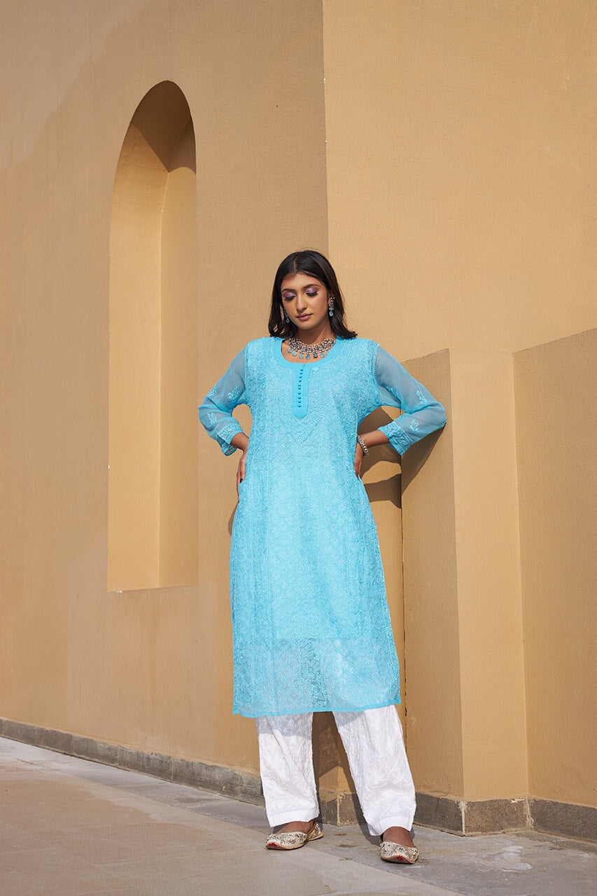 Ameera chiffon kurta with inner (Set of 2) RangrezEthnic 