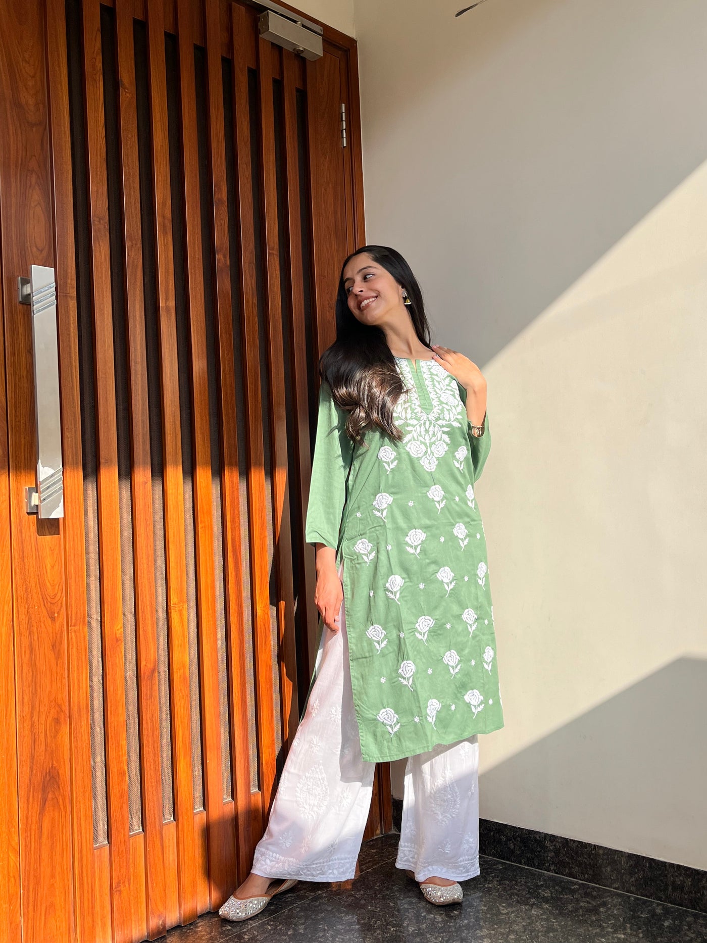 Zaina rayon kurta RangrezaEthnic Pastel green XS 