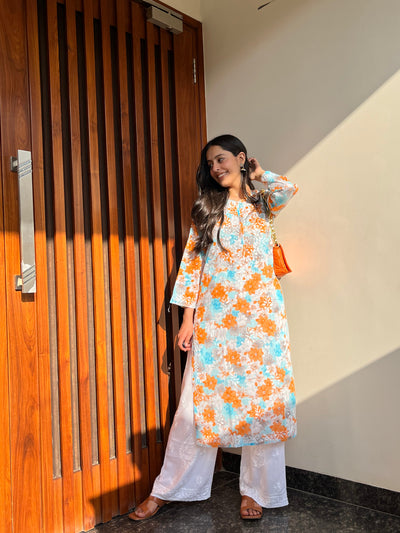 Leela chikankari mulmul kurta RangrezaEthnic 