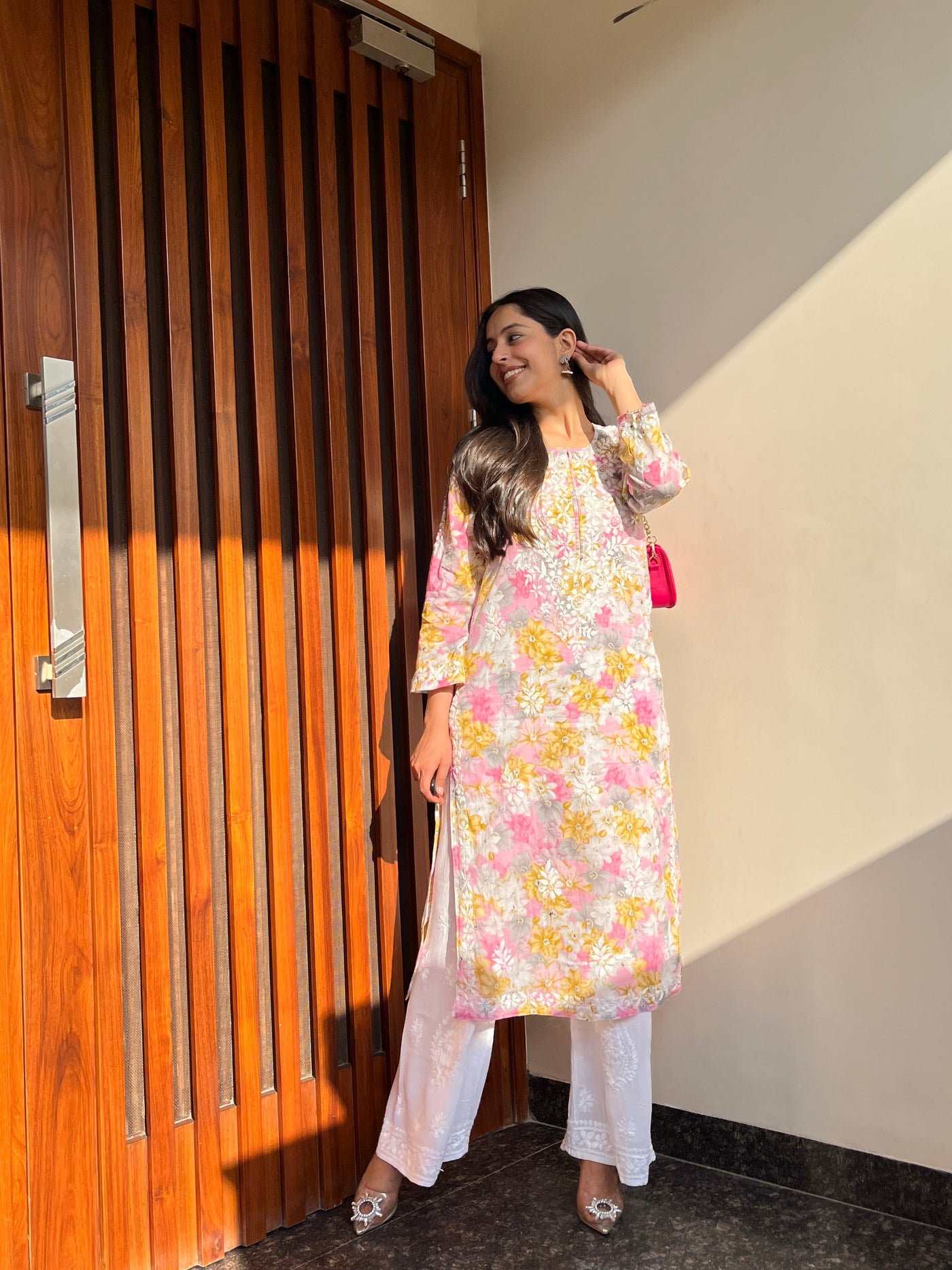 Leela chikankari mulmul kurta RangrezaEthnic Yellow XS 